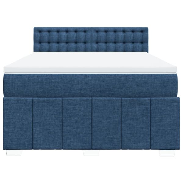 vidaXL Boxspring met matras stof blauw 140x200 cm