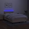 vidaXL Boxspring met matras en LED stof cr&egrave;mekleurig 120x190 cm