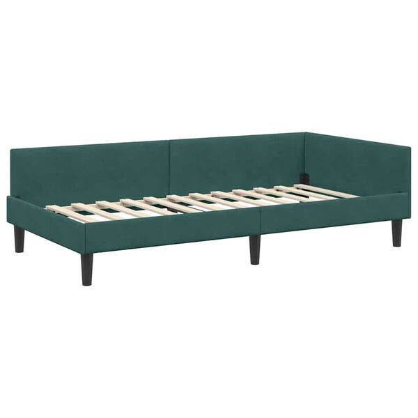 vidaXL Hoekbedframe met hoofdeinde Donkergroen 90 cm x 190 cm Fluweel