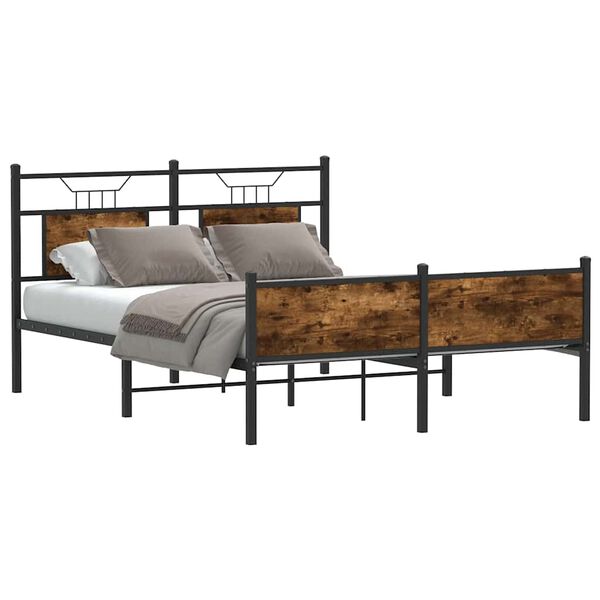 vidaXL Bedframe zonder matras hout gerookt eikenkleurig 140x190 cm