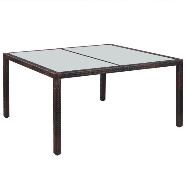 vidaXL Tuintafel 150x90x75 cm poly rattan en glas bruin