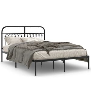 vidaXL Bedframe met hoofdbord metaal zwart 140x200 cm
