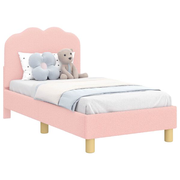 vidaXL Peuterbedframe met hoofdbord Roze 70 x 140 cm Schapenstof