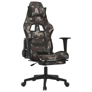 vidaXL Massage gamestoel met voetensteun stof zwart en camouflage