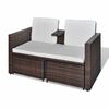 vidaXL 4-delige Loungeset met kussens poly rattan bruin