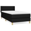 vidaXL Boxspring met matras stof zwart 90x200 cm