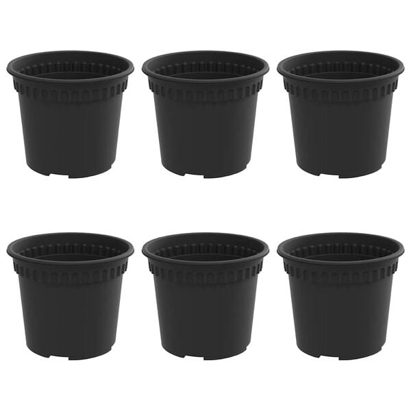 vidaXL Ronde Bloempot 6 pcs Zwart &Oslash; 12,5 x 10 cm Kunststof