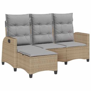 vidaXL Verstelbare tuinbank met kussens L-vormig beige poly rattan