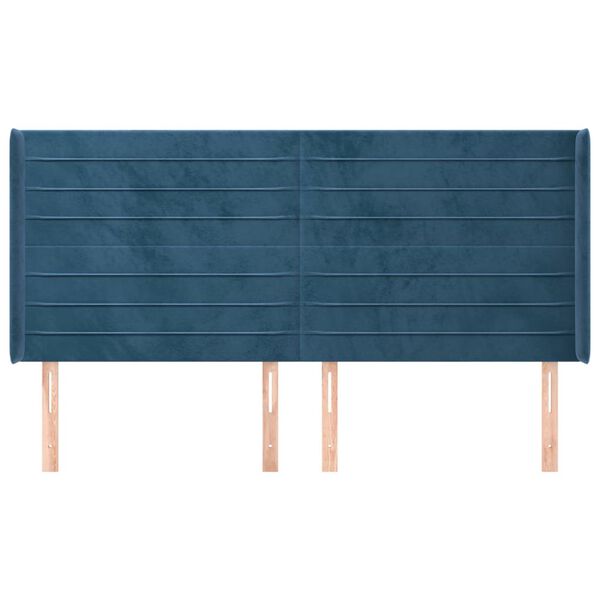 vidaXL Hoofdbord met randen 203x16x118/128 cm fluweel donkerblauw