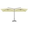 vidaXL Parasol dubbel met stalen paal 600x300 cm zandkleurig