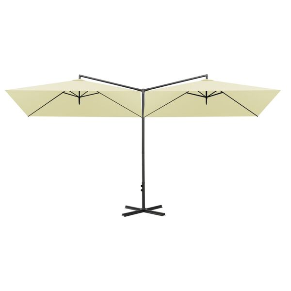 vidaXL Parasol dubbel met stalen paal 600x300 cm zandkleurig