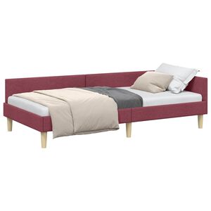 vidaXL Hoekbedframe met hoofdeinde Wijnrood 90 x 190 cm Stof