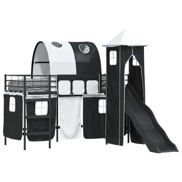 vidaXL Loftbed voor Kids Zwart 99,5 x 190 cm Metaal