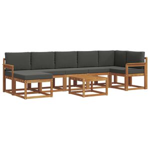 vidaXL Buiten bankenset met kussen 8 pcs Natuurlijk en Antraciet