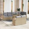 vidaXL Bankstel met kussen 9 pcs Beige en Licht Grijs poly rattan
