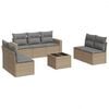 vidaXL 8-delige Loungeset met kussens poly rattan beige