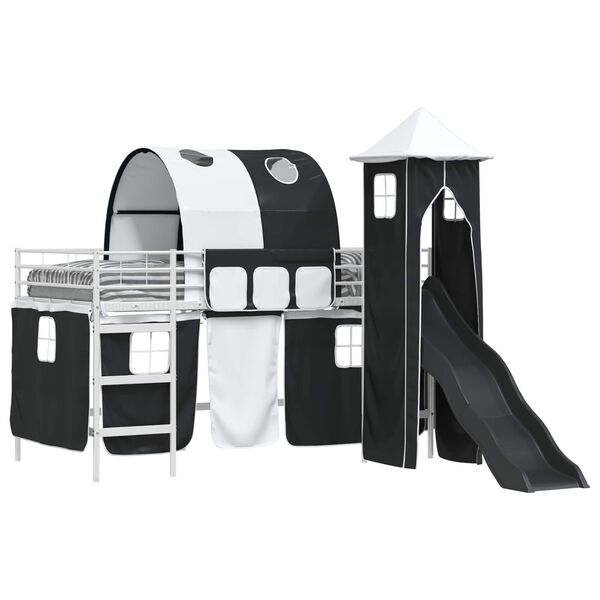 vidaXL Loftbed voor Kids Wit en zwart 99,5 x 200 cm Metaal