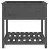vidaXL Plantenbak met schap 82,5x82,5x81 cm massief grenenhout grijs