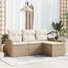 vidaXL Tuin Sofa Set met kussen met opslag 4 pcs Beige poly rattan