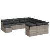 vidaXL 12-delige Loungeset met kussens poly rattan lichtgrijs