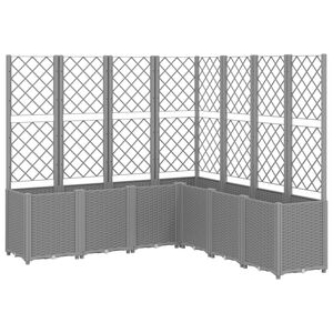 vidaXL Plantenbak met latwerk 160x160x140 cm polypropeen lichtgrijs