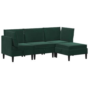 vidaXL Woonkamer Meubelset met kussen 4 pcs Donkergroen Fluweel