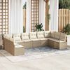 vidaXL Tuinbankenset met kussen 10 pcs Beige en Wit poly rattan
