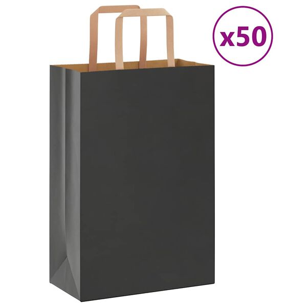 vidaXL Papieren zakken 50 st met hengsels 21x11x31 cm zwart