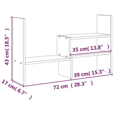 vidaXL Monitorstandaard (39-72)x17x43 cm massief grenenhout grijs