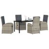 vidaXL Tuin eettafelset met kussen 5 pcs Grijs poly rattan