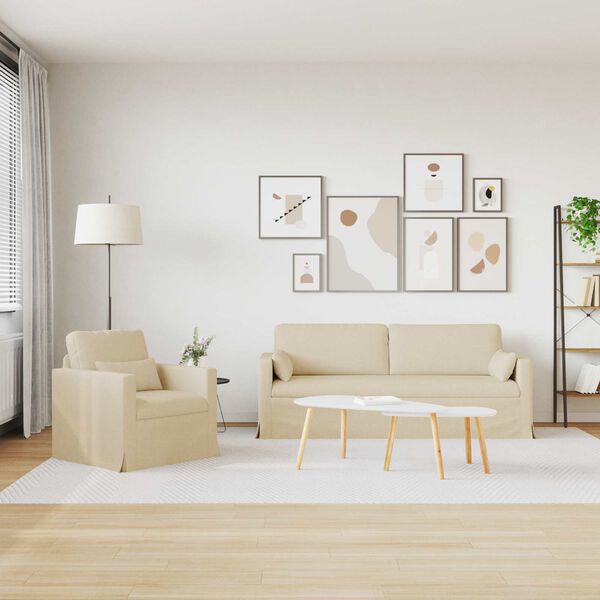 vidaXL Bank 2 pcs Cr&egrave;me 198 x 78 x 80 cm Stof