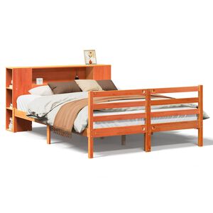 vidaXL Bed met boekenkast zonder matras grenenhout wasbruin 150x200 cm