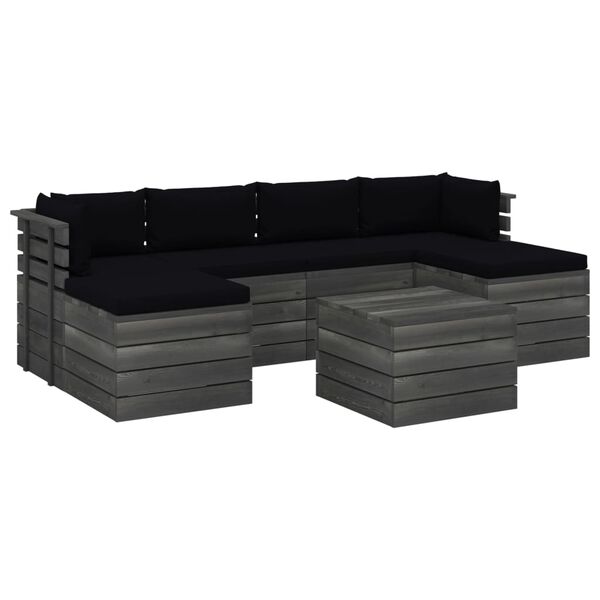 vidaXL 7-delige Loungeset met kussens pallet massief grenenhout