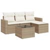 vidaXL 5-delige Loungeset met kussens poly rattan beige