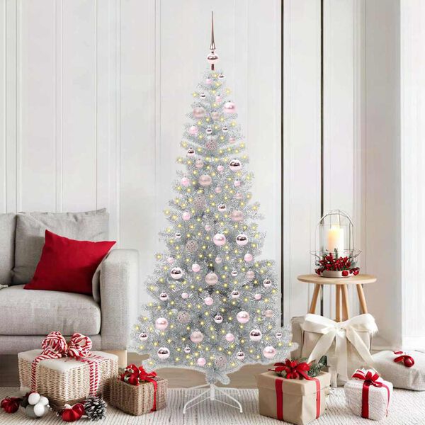 vidaXL Kerstboom met 300 LED met standaard Zilver 180 cm PET