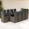 vidaXL 11-delige Bistroset met kussens poly rattan grijs