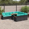 vidaXL 11-delige Loungeset met kussens poly rattan zwart