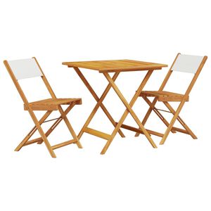 vidaXL 3-delige Bistroset stof en massief hout cr&egrave;mewit