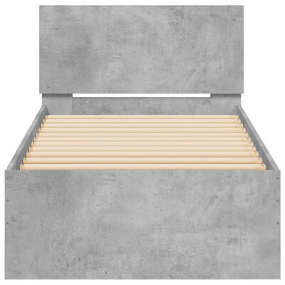 vidaXL Bedframe met hoofdbord bewerkt hout betongrijs 75x190 cm