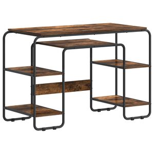 vidaXL Bureau met opbergruimte Gerookt eiken 113.5 x 52 x 75.5 cm