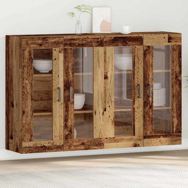 vidaXL Wandkasten 2 pcs Oud Hout 69,5 x 34 x 90 cm Bewerkt hout