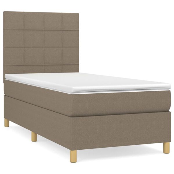 vidaXL Boxspring met matras stof taupe 90x190 cm