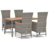 vidaXL 5-delige Tuinset met kussens poly rattan grijs