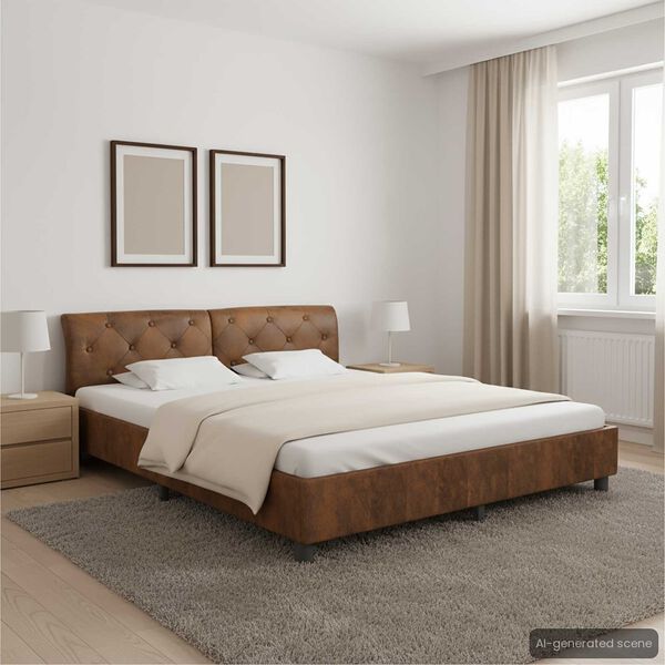 vidaXL Bedframe kunstsuède bruin 160x200 cm