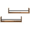 vidaXL Wandplank met plank 2 pcs Oud hout 60 x 16 x 14 cm Bewerkt hout