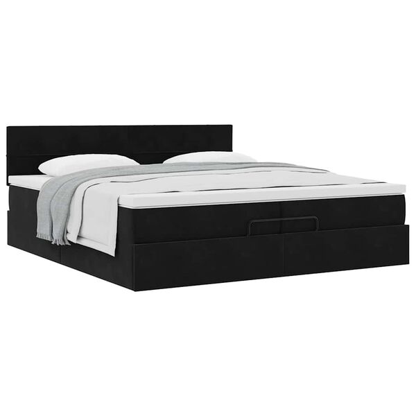 vidaXL Ottoman bed met matras 200x200 cm fluweel zwart