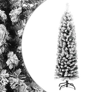 vidaXL Kunstkerstboom met sneeuw smal 150 cm PVC groen