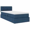 vidaXL Opbergbed met LED met matras met LED Blauw 90 x 200 cm Stof