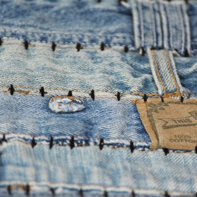 vidaXL Tapijt jeans tailleband patchwork 120x170 cm denimblauw