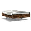 vidaXL Bedframe bewerkt hout metaal gerookt eikenkleurig 150x200 cm